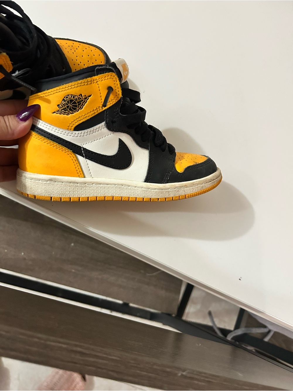 Jordan Kids High-Top Sneakers in Yellow, Black & White